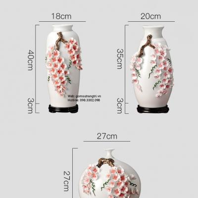 Bình Sứ Xương Thủ Công Đắp Nổi Băng Mai