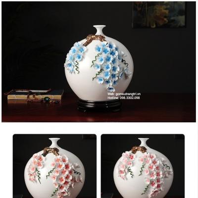 Bình Sứ Xương Thủ Công Đắp Nổi Băng Mai