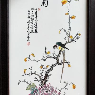 Tranh Sứ Tứ Quý Mai Lan Cúc Trúc