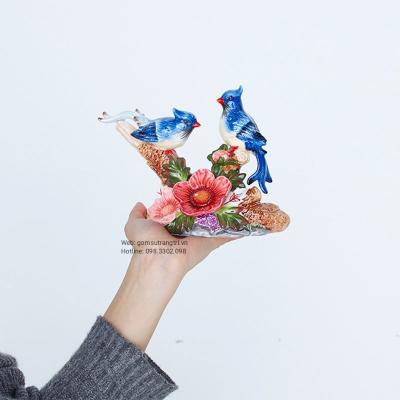 Tượng Đôi Chim Trĩ Men Xanh