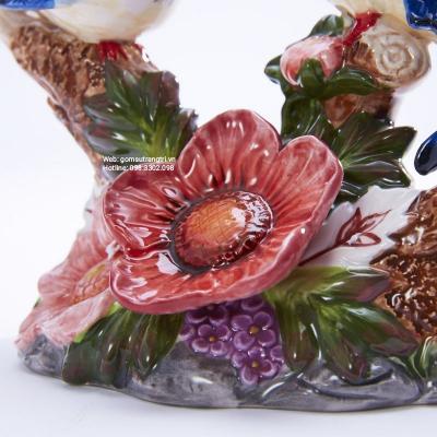 Tượng Đôi Chim Trĩ Men Xanh