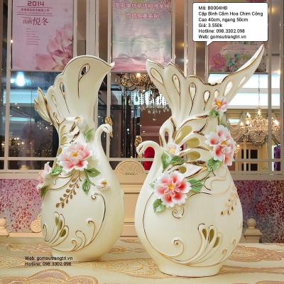 Cặp Bình Cắm Hoa Chim Công