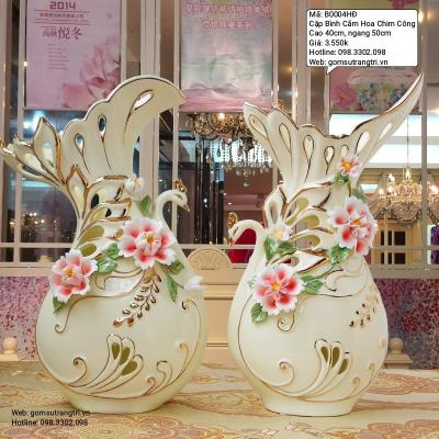 Cặp Bình Cắm Hoa Chim Công